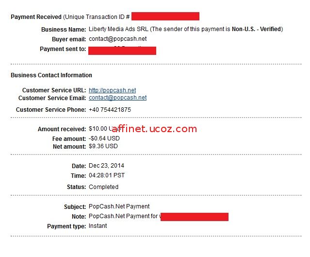 Payment Proof 8th from Popcash 9.36 (23 Dec 2014) - Make Money with Popcash