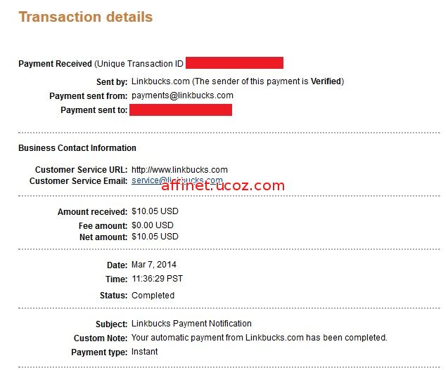 Payment Proof Linkbuks $10.05 (7/Mar/2014)