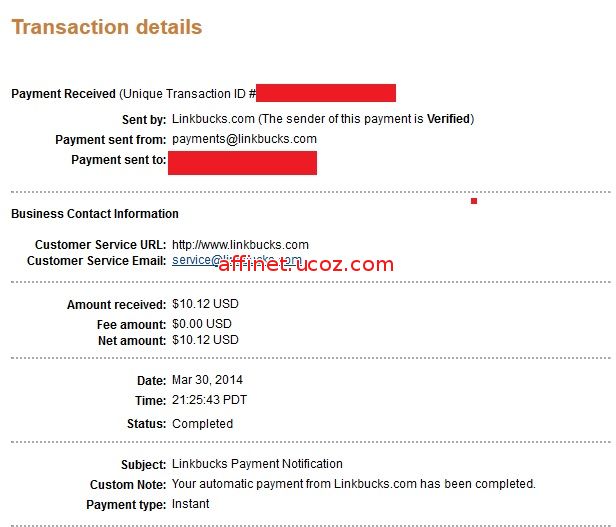 Payment Proof Linkbuks $10.12 (30/Mar/2014)