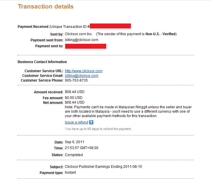 clicksor payment proof